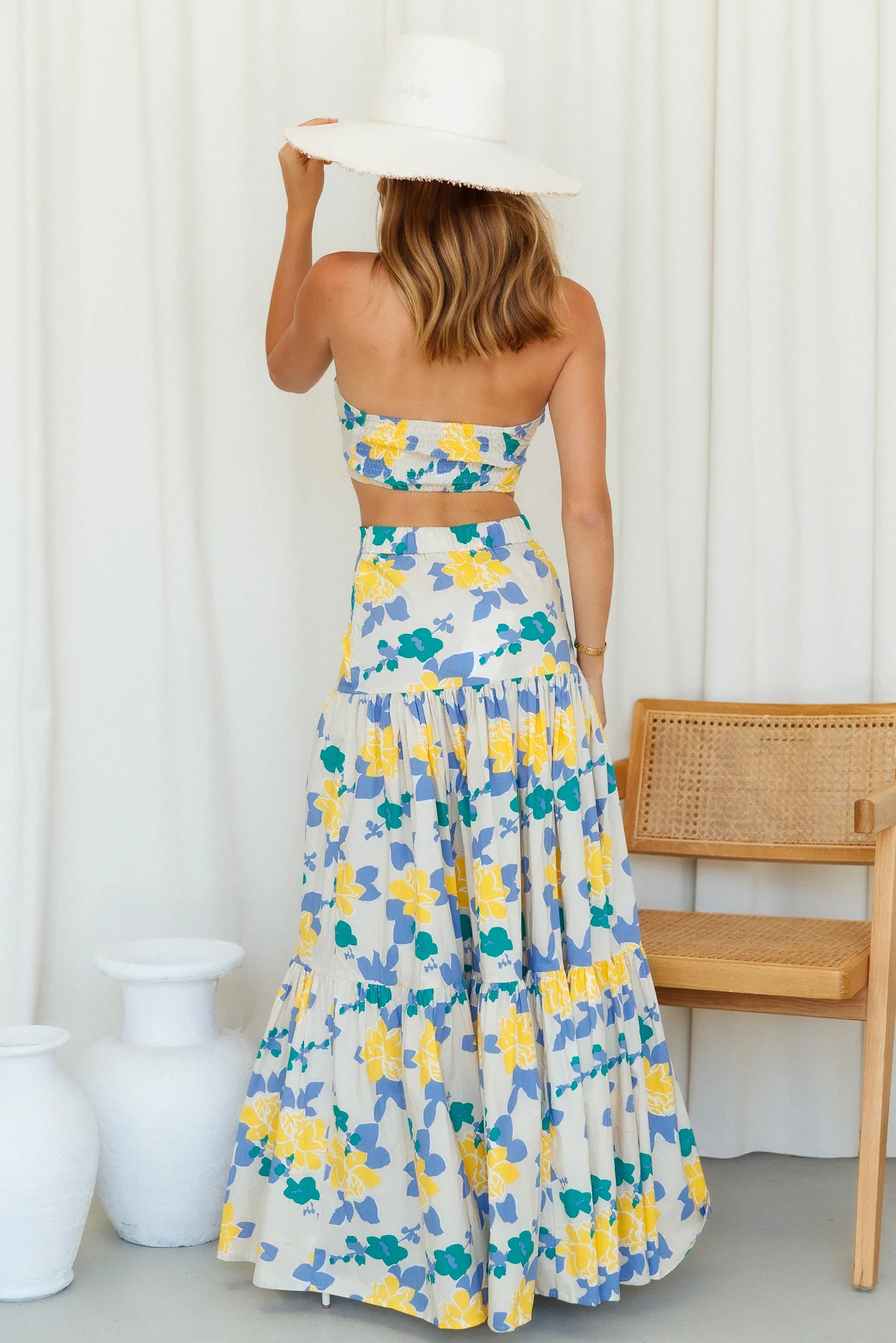 RUNAWAY Kaitlo Maxi Skirt Sand Floral
